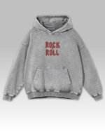 Bluza oversize z kapturem <br>Rock & Roll <br>Haft, Efekt sprania